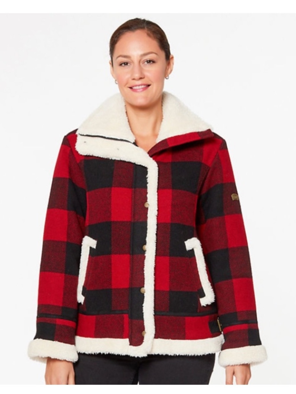 Koolaburra by UGG Womens Small Buffalo Check Sherpa Lined winter Jacket coat